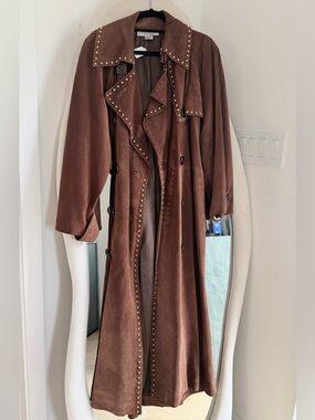 Yves Saint Laurent Brown Suede Trench Coat